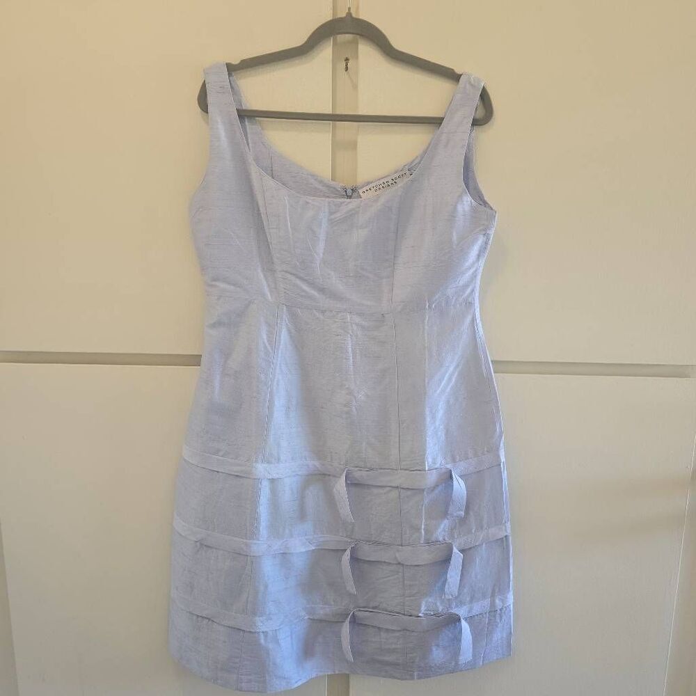 Gretchen Scott Designs Bluish/Grey Silk Dress,Slvls Empire Low Scoop,NWT, XL/XXL